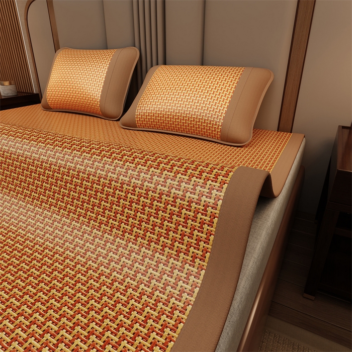 91家纺网 家纺一手货源 找家纺 缦吉 2026新款植物草本凉感刺绣藤席凉席-马上平安 马上平安-步步高