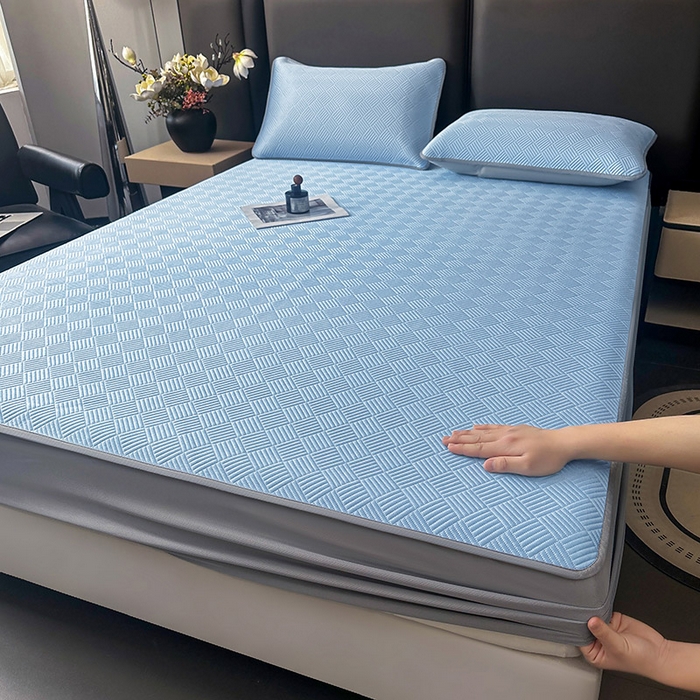 91家纺网 家纺一手货源 找家纺 乐家欣 2026新款提花凉感床笠款床席款软凉席 床笠款提花-宾利蓝