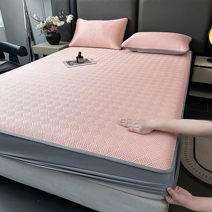 乐家欣 2026新款提花凉感床笠款床席款软凉席 床笠款提花-蜜桃粉