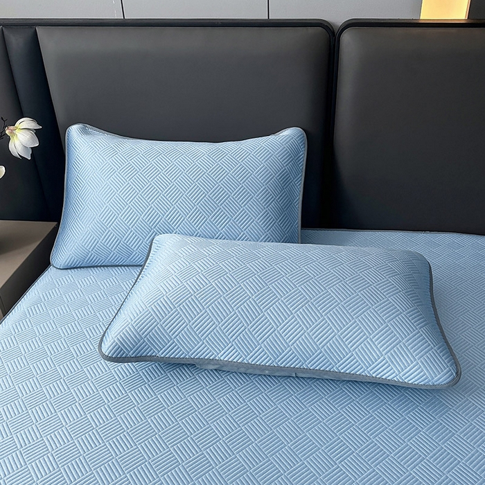 91家纺网 家纺一手货源 找家纺 乐家欣 2026新款提花凉感床笠款床席款软凉席 床笠款提花-宾利蓝