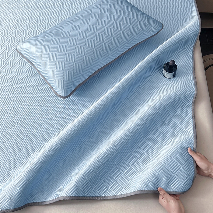 91家纺网 家纺一手货源 找家纺 乐家欣 2026新款提花凉感床笠款床席款软凉席 床笠款提花-宾利蓝