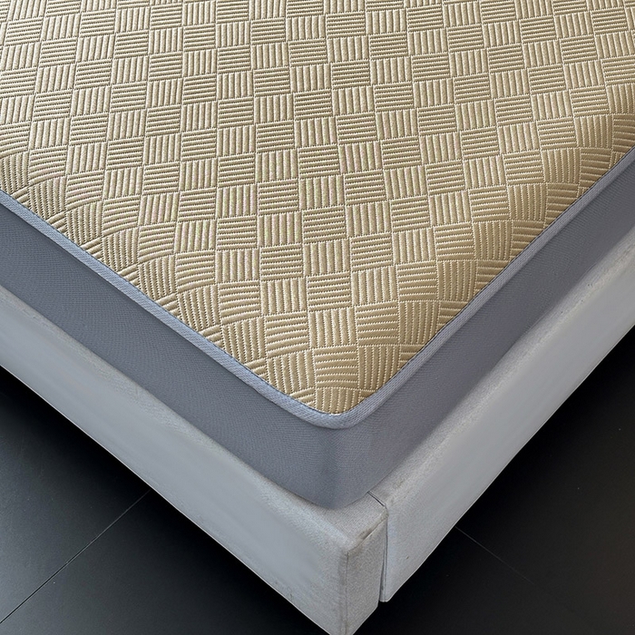 91家纺网 家纺一手货源 找家纺 乐家欣 2026新款提花凉感床笠款床席款软凉席 床笠款提花-卡其