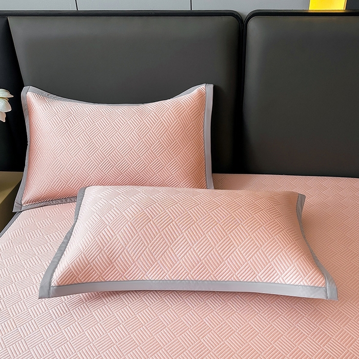 91家纺网 家纺一手货源 找家纺 乐家欣 2026新款提花凉感床笠款床席款软凉席 床席款提花-蜜桃粉