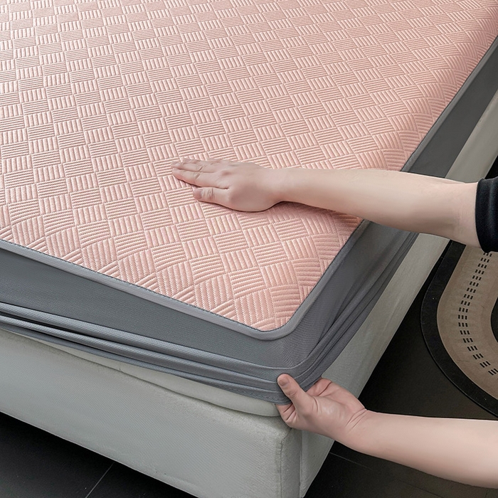 91家纺网 家纺一手货源 找家纺 乐家欣 2026新款提花凉感床笠款床席款软凉席 床笠款提花-蜜桃粉