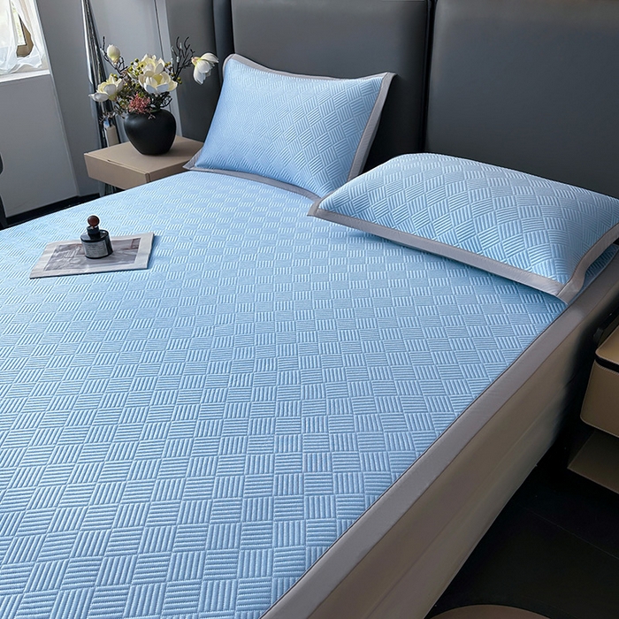 91家纺网 家纺一手货源 找家纺 乐家欣 2026新款提花凉感床笠款床席款软凉席 床席款提花-宾利蓝