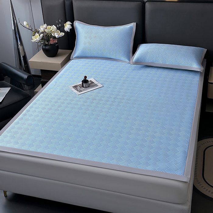 91家纺网 家纺一手货源 找家纺 乐家欣 2026新款提花凉感床笠款床席款软凉席 床席款提花-宾利蓝