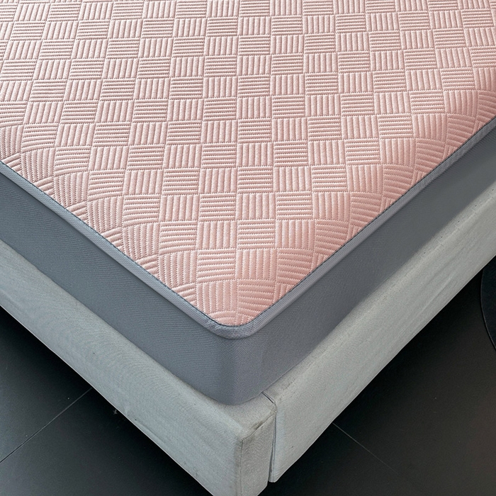 91家纺网 家纺一手货源 找家纺 乐家欣 2026新款提花凉感床笠款床席款软凉席 床笠款提花-蜜桃粉