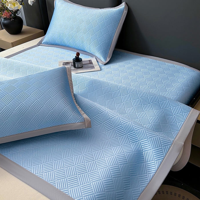 91家纺网 家纺一手货源 找家纺 乐家欣 2026新款提花凉感床笠款床席款软凉席 床席款提花-宾利蓝