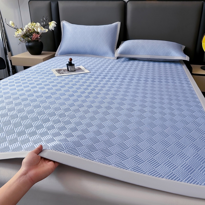 91家纺网 家纺一手货源 找家纺 乐家欣 2026新款提花凉感床笠款床席款软凉席 床席款提花-紫灰