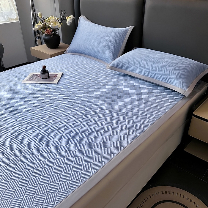 91家纺网 家纺一手货源 找家纺 乐家欣 2026新款提花凉感床笠款床席款软凉席 床席款提花-紫灰