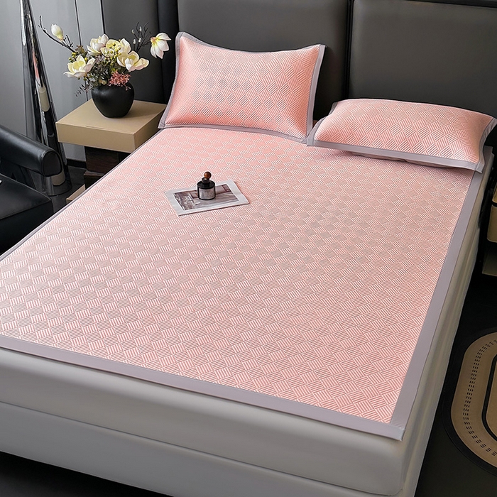 91家纺网 家纺一手货源 找家纺 乐家欣 2026新款提花凉感床笠款床席款软凉席 床席款提花-蜜桃粉