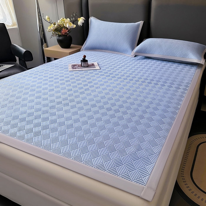 91家纺网 家纺一手货源 找家纺 乐家欣 2026新款提花凉感床笠款床席款软凉席 床席款提花-紫灰