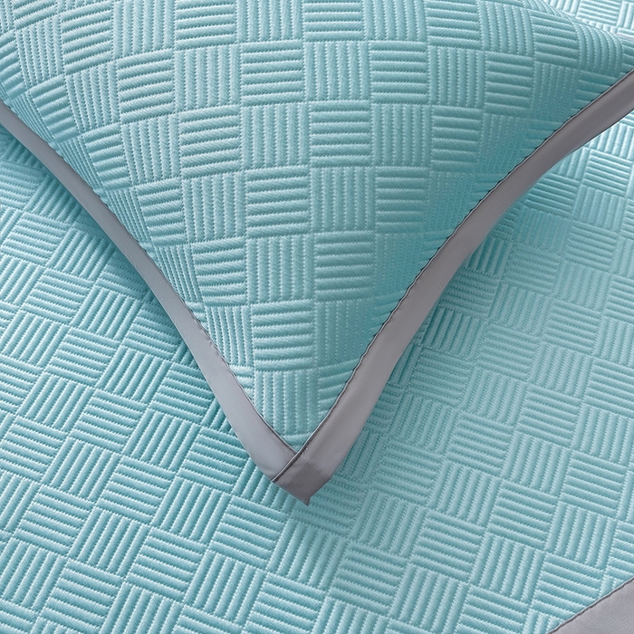 91家纺网 家纺一手货源 找家纺 乐家欣 2026新款提花凉感床笠款床席款软凉席 床席款提花-清水蓝