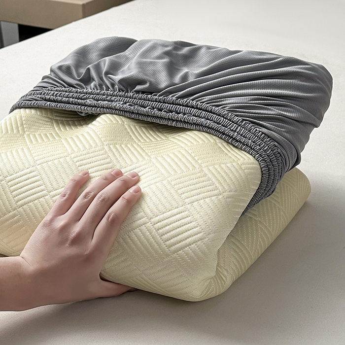 91家纺网 家纺一手货源 找家纺 乐家欣 2026新款提花凉感床笠款床席款软凉席 床笠款提花-奶昔白