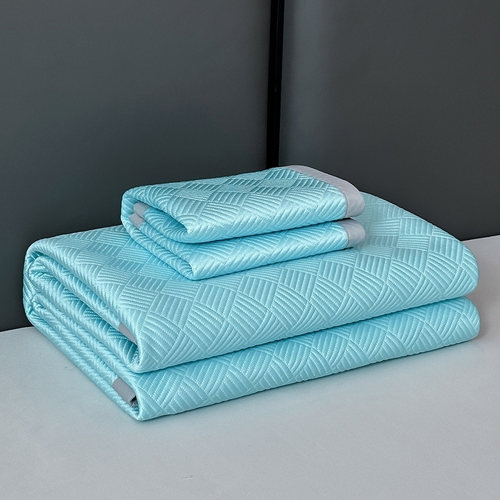 91家纺网 家纺一手货源 找家纺 乐家欣 2026新款提花凉感床笠款床席款软凉席 床席款提花-清水蓝