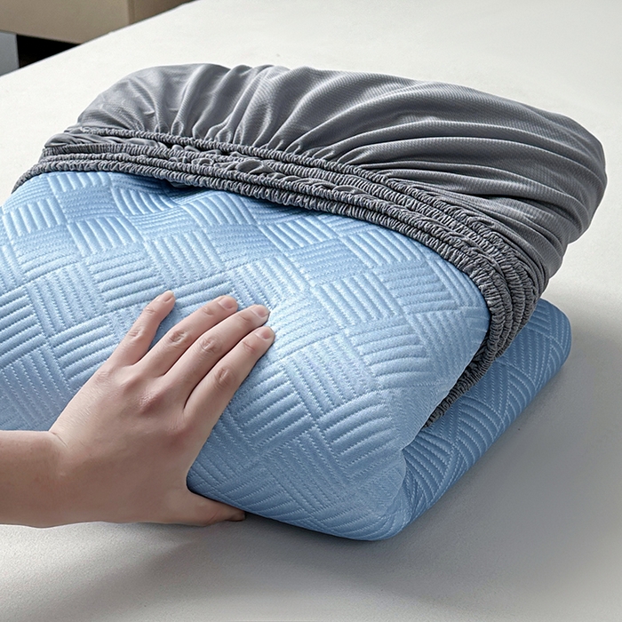 91家纺网 家纺一手货源 找家纺 乐家欣 2026新款提花凉感床笠款床席款软凉席 床笠款提花-宾利蓝