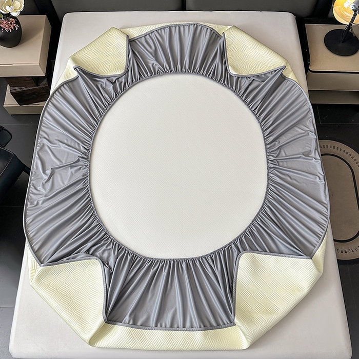 91家纺网 家纺一手货源 找家纺 乐家欣 2026新款提花凉感床笠款床席款软凉席 床笠款提花-奶昔白