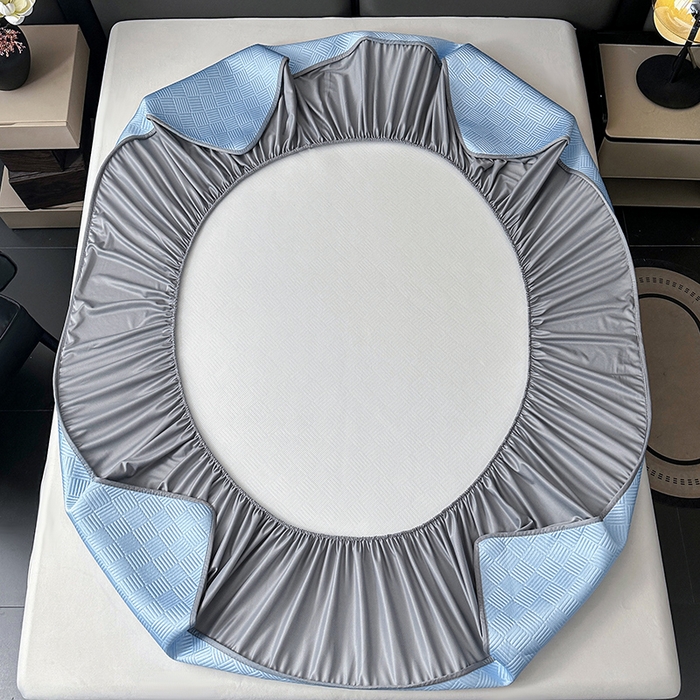 91家纺网 家纺一手货源 找家纺 乐家欣 2026新款提花凉感床笠款床席款软凉席 床笠款提花-宾利蓝