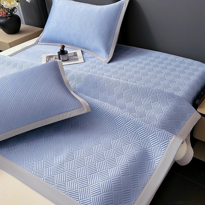 91家纺网 家纺一手货源 找家纺 乐家欣 2026新款提花凉感床笠款床席款软凉席 床席款提花-紫灰