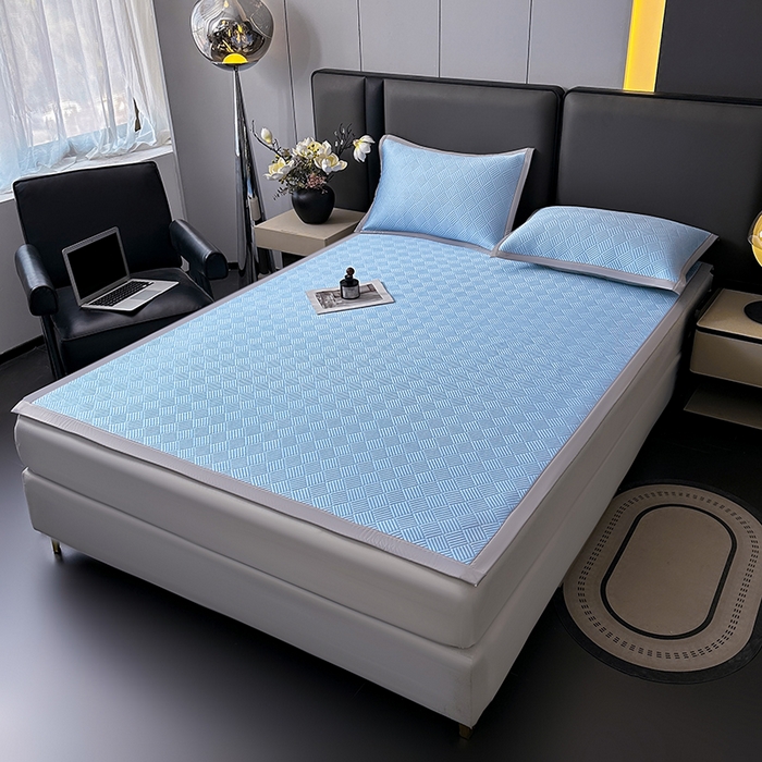 91家纺网 家纺一手货源 找家纺 乐家欣 2026新款提花凉感床笠款床席款软凉席 床席款提花-宾利蓝