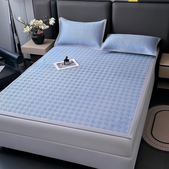 91家纺网 家纺一手货源 找家纺 乐家欣 2026新款提花凉感床笠款床席款软凉席 床席款提花-紫灰