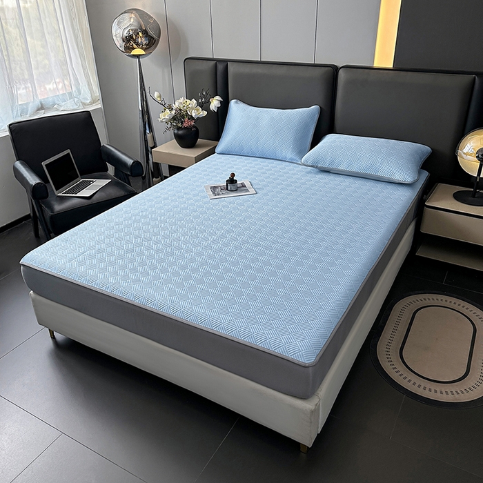 91家纺网 家纺一手货源 找家纺 乐家欣 2026新款提花凉感床笠款床席款软凉席 床笠款提花-宾利蓝