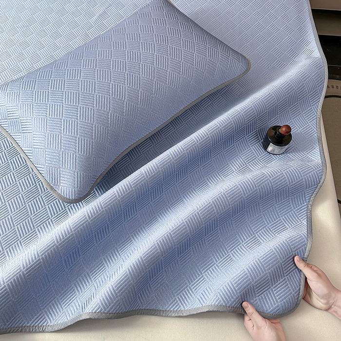 91家纺网 家纺一手货源 找家纺 乐家欣 2026新款提花凉感床笠款床席款软凉席 床笠款提花-紫灰