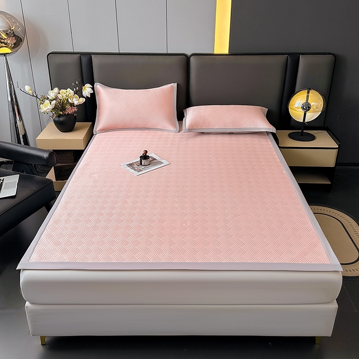 91家纺网 家纺一手货源 找家纺 乐家欣 2026新款提花凉感床笠款床席款软凉席 床席款提花-蜜桃粉