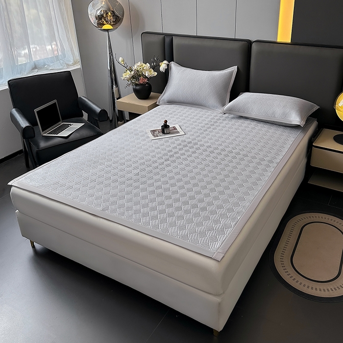 91家纺网 家纺一手货源 找家纺 乐家欣 2026新款提花凉感床笠款床席款软凉席 床席款提花-浅灰