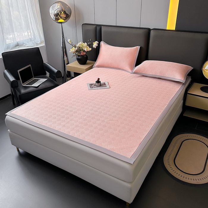 91家纺网 家纺一手货源 找家纺 乐家欣 2026新款提花凉感床笠款床席款软凉席 床席款提花-蜜桃粉