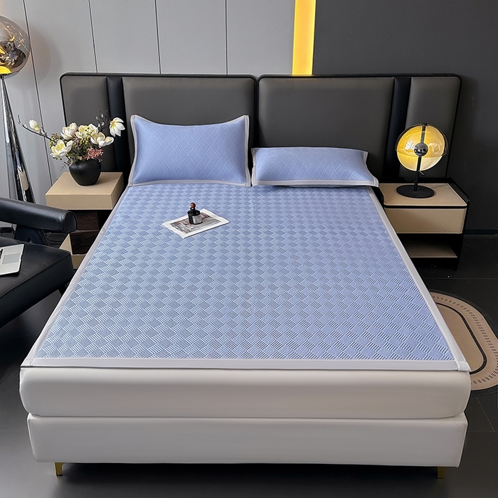 91家纺网 家纺一手货源 找家纺 乐家欣 2026新款提花凉感床笠款床席款软凉席 床席款提花-紫灰