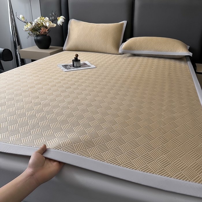 91家纺网 家纺一手货源 找家纺 乐家欣 2026新款提花凉感床笠款床席款软凉席 床席款提花-卡其