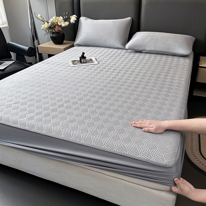 乐家欣 2026新款提花凉感床笠款床席款软凉席 床笠款提花-浅灰