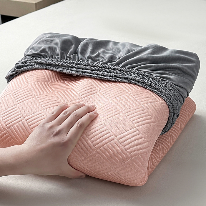 91家纺网 家纺一手货源 找家纺 乐家欣 2026新款提花凉感床笠款床席款软凉席 床笠款提花-蜜桃粉