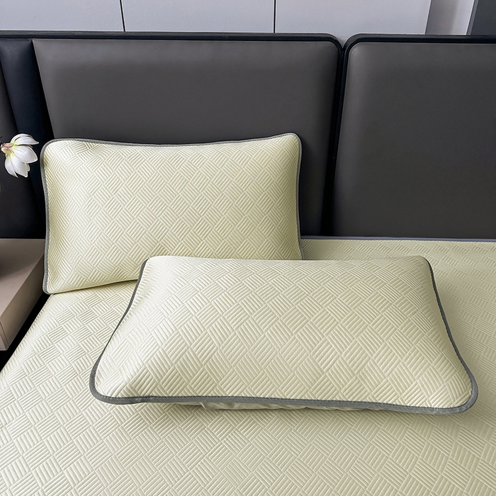 91家纺网 家纺一手货源 找家纺 乐家欣 2026新款提花凉感床笠款床席款软凉席 床笠款提花-奶昔白