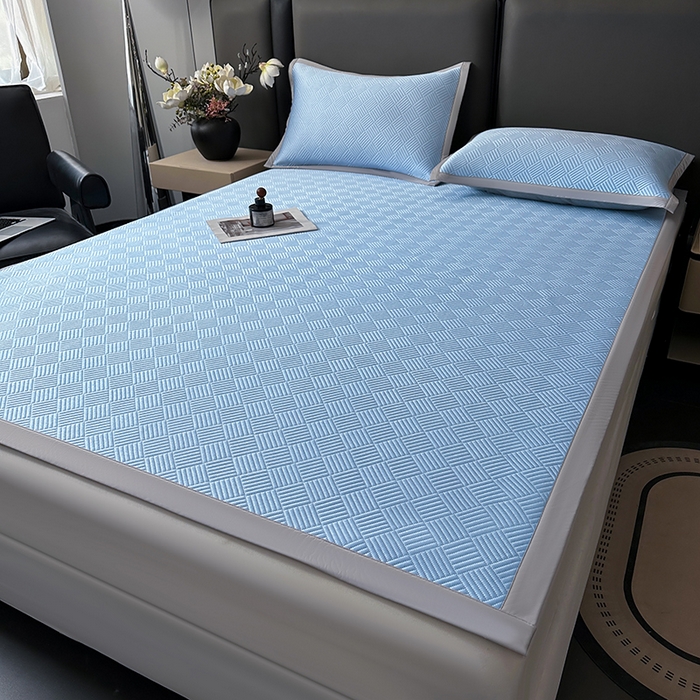 91家纺网 家纺一手货源 找家纺 乐家欣 2026新款提花凉感床笠款床席款软凉席 床席款提花-宾利蓝