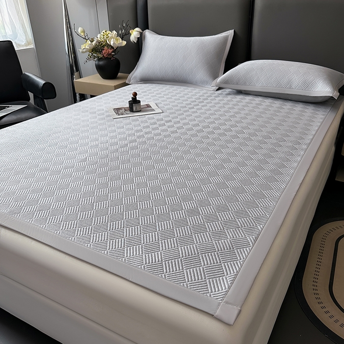 91家纺网 家纺一手货源 找家纺 乐家欣 2026新款提花凉感床笠款床席款软凉席 床席款提花-浅灰