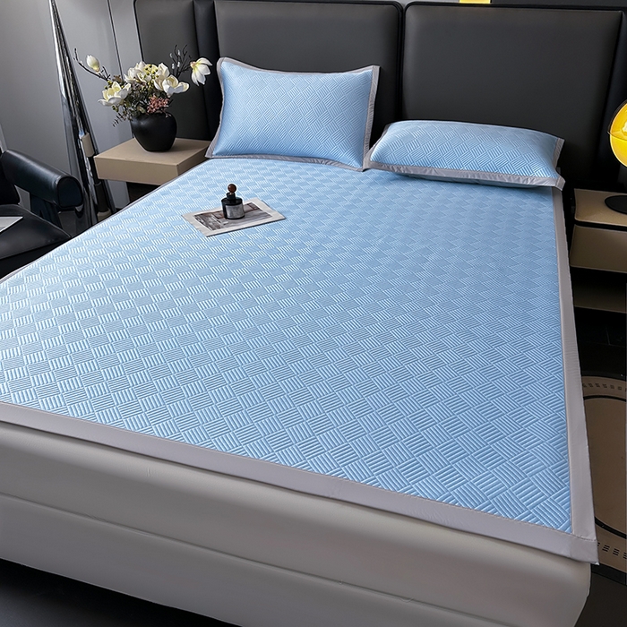 91家纺网 家纺一手货源 找家纺 乐家欣 2026新款提花凉感床笠款床席款软凉席 床席款提花-宾利蓝