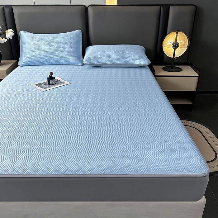 91家纺网 家纺一手货源 找家纺 乐家欣 2026新款提花凉感床笠款床席款软凉席 床笠款提花-宾利蓝