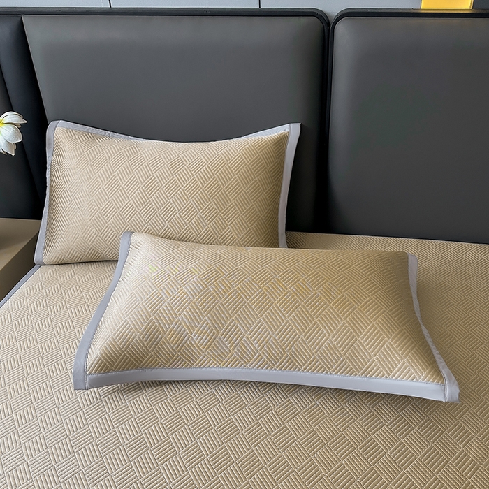 91家纺网 家纺一手货源 找家纺 乐家欣 2026新款提花凉感床笠款床席款软凉席 床席款提花-卡其