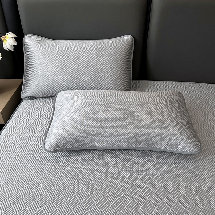 91家纺网 家纺一手货源 找家纺 乐家欣 2026新款提花凉感床笠款床席款软凉席 床笠款提花-浅灰