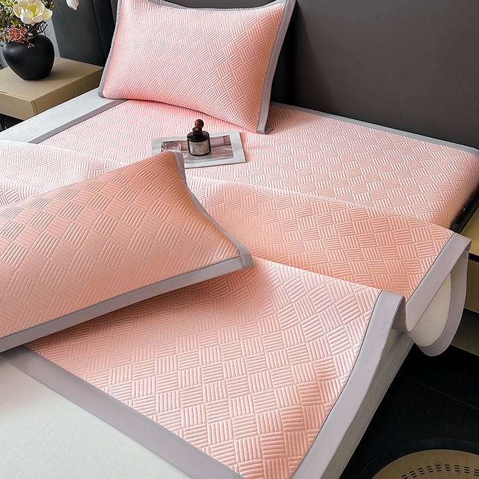 91家纺网 家纺一手货源 找家纺 乐家欣 2026新款提花凉感床笠款床席款软凉席 床席款提花-蜜桃粉