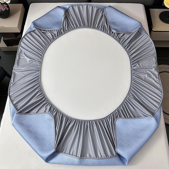 91家纺网 家纺一手货源 找家纺 乐家欣 2026新款提花凉感床笠款床席款软凉席 床笠款提花-紫灰