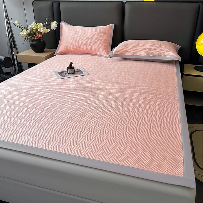 91家纺网 家纺一手货源 找家纺 乐家欣 2026新款提花凉感床笠款床席款软凉席 床席款提花-蜜桃粉