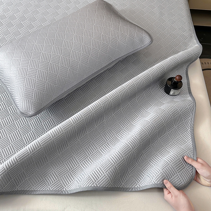 91家纺网 家纺一手货源 找家纺 乐家欣 2026新款提花凉感床笠款床席款软凉席 床笠款提花-浅灰