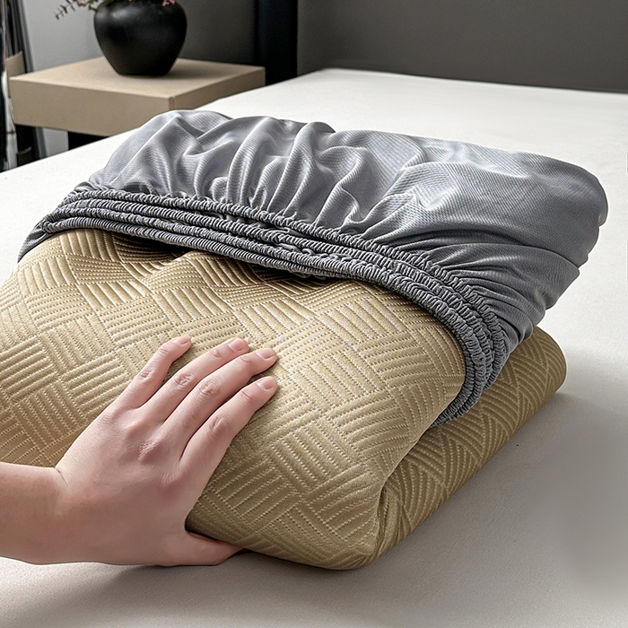 91家纺网 家纺一手货源 找家纺 乐家欣 2026新款提花凉感床笠款床席款软凉席 床笠款提花-卡其