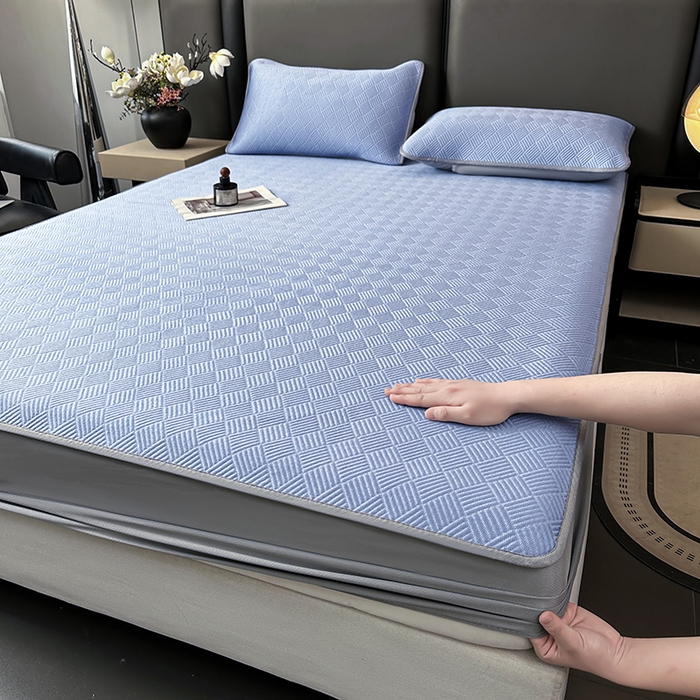 91家纺网 家纺一手货源 找家纺 乐家欣 2026新款提花凉感床笠款床席款软凉席 床席款提花-紫灰