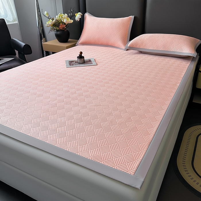 91家纺网 家纺一手货源 找家纺 乐家欣 2026新款提花凉感床笠款床席款软凉席 床席款提花-蜜桃粉