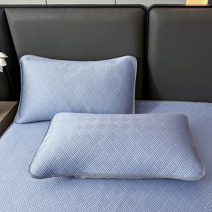 91家纺网 家纺一手货源 找家纺 乐家欣 2026新款提花凉感床笠款床席款软凉席 床笠款提花-紫灰