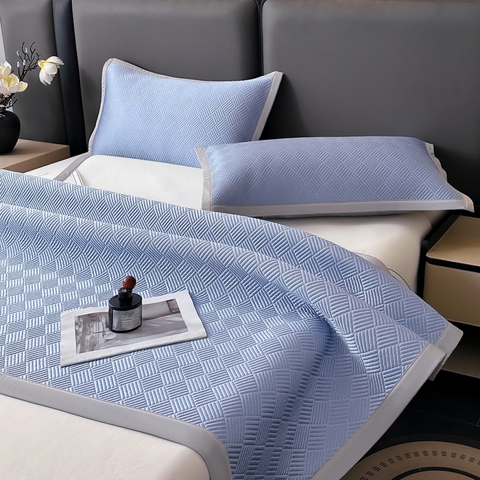 91家纺网 家纺一手货源 找家纺 乐家欣 2026新款提花凉感床笠款床席款软凉席 床席款提花-紫灰